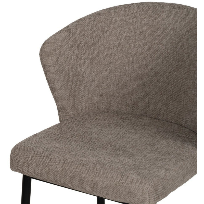 Chaise moderne chic en Tissu Taupe Métal Noir Tanoya (Lot de 2) - 6