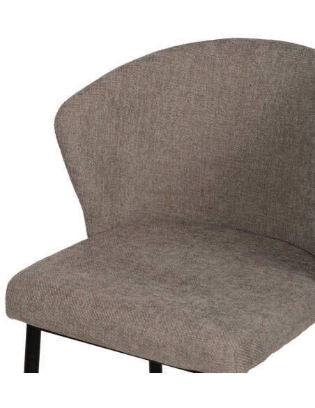 Chaise moderne chic en Tissu Taupe Métal Noir Tanoya (Lot de 2) - 6