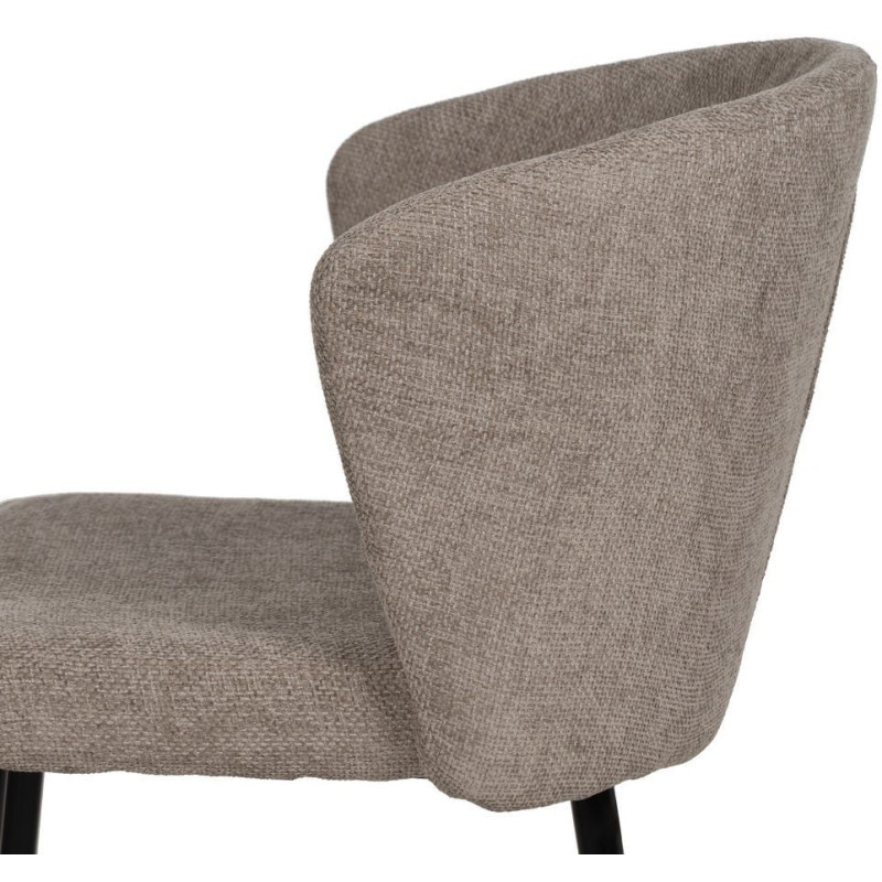 Chaise moderne chic en Tissu Taupe Métal Noir Tanoya (Lot de 2) - 7