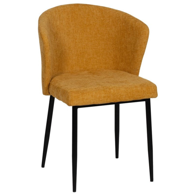 Chaise moderne chic en Tissu Jaune Métal Noir Tanoya (Lot de 2) - 1