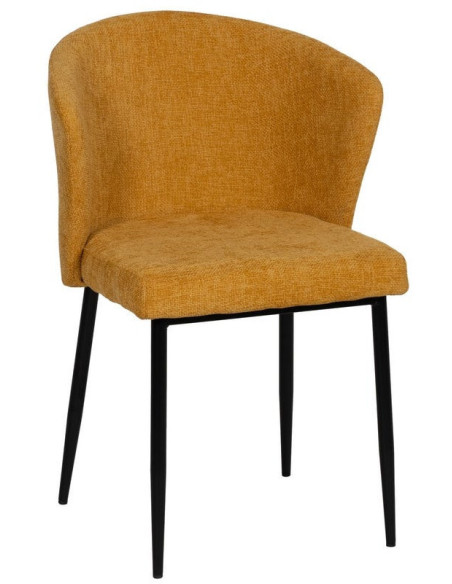 Chaise moderne chic en Tissu Jaune Métal Noir Tanoya (Lot de 2) - 1