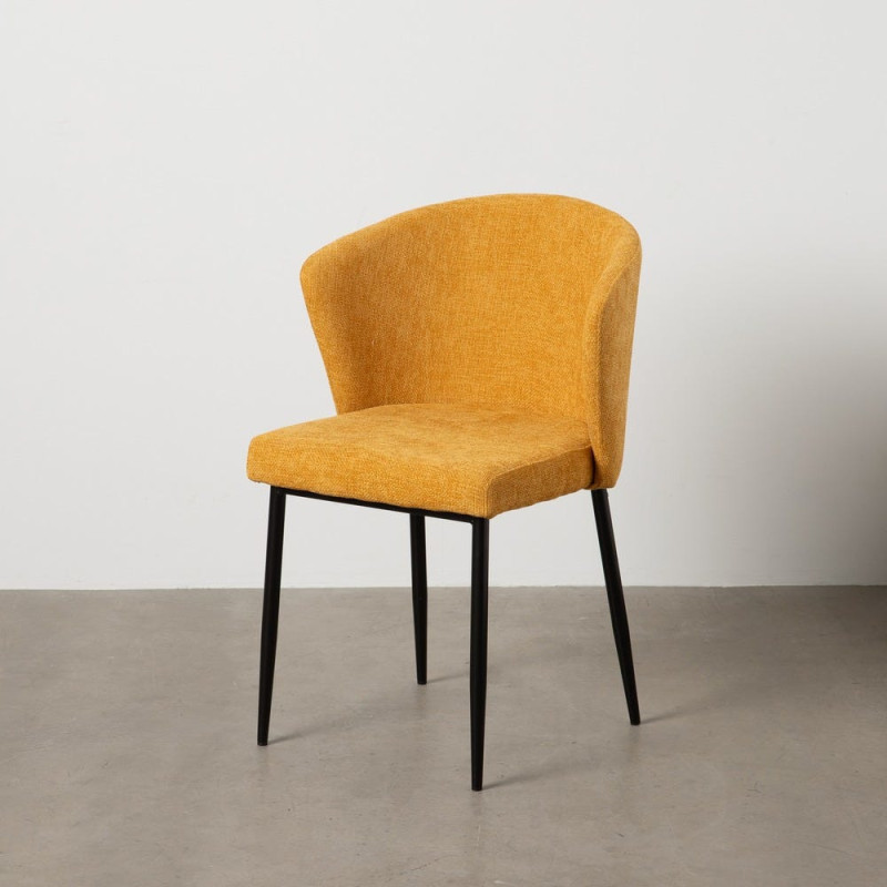 Chaise moderne chic en Tissu Jaune Métal Noir Tanoya (Lot de 2) - 11