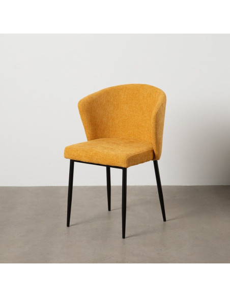 Chaise moderne chic en Tissu Jaune Métal Noir Tanoya (Lot de 2) - 11