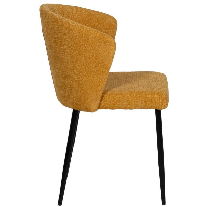 Chaise moderne chic en Tissu Jaune Métal Noir Tanoya (Lot de 2) - 2