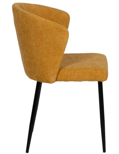 Chaise moderne chic en Tissu Jaune Métal Noir Tanoya (Lot de 2) - 2