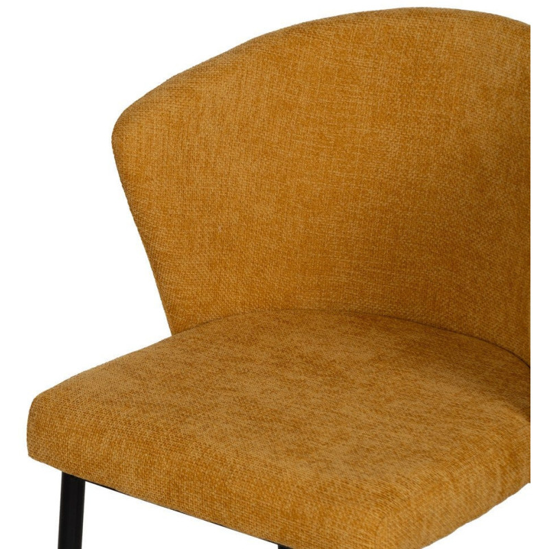 Chaise moderne chic en Tissu Jaune Métal Noir Tanoya (Lot de 2) - 5