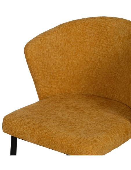 Chaise moderne chic en Tissu Jaune Métal Noir Tanoya (Lot de 2) - 5