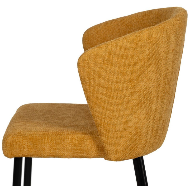Chaise moderne chic en Tissu Jaune Métal Noir Tanoya (Lot de 2) - 6