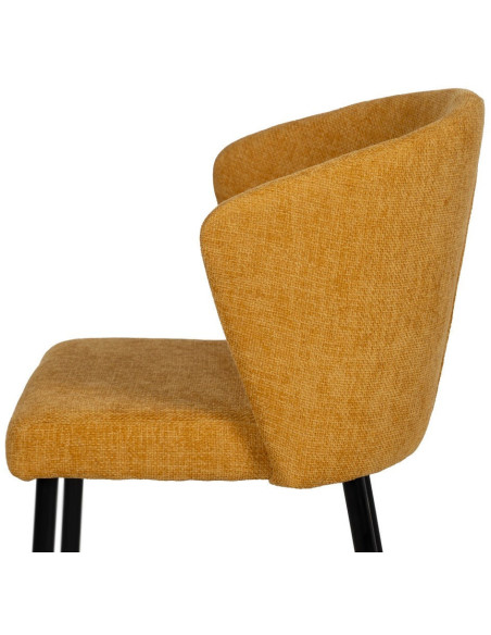 Chaise moderne chic en Tissu Jaune Métal Noir Tanoya (Lot de 2) - 6