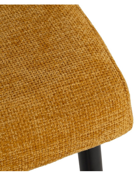 Chaise moderne chic en Tissu Jaune Métal Noir Tanoya (Lot de 2) - 8
