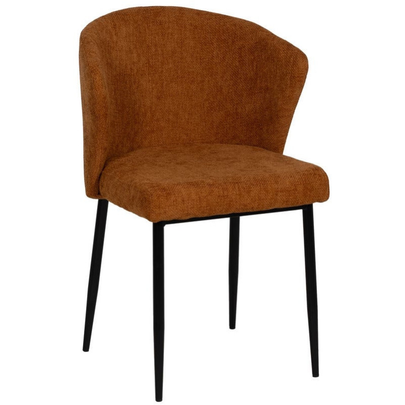 Chaise moderne chic en Tissu Marron Métal Noir Tanoya (Lot de 2) - 1