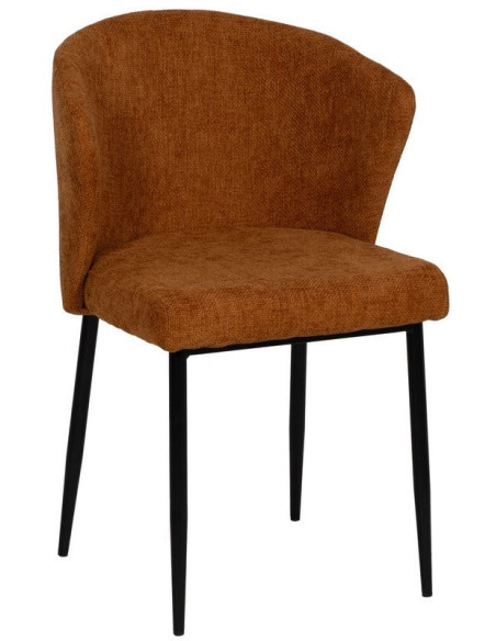 Chaise moderne chic en Tissu Marron Métal Noir Tanoya (Lot de 2) - 1