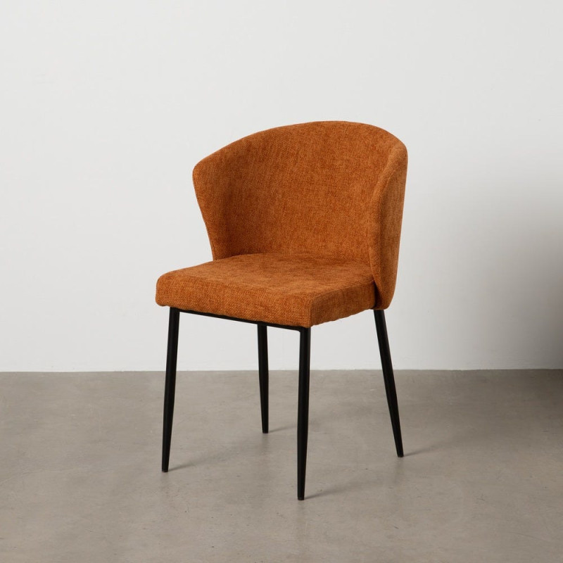 Chaise moderne chic en Tissu Marron Métal Noir Tanoya (Lot de 2) - 2