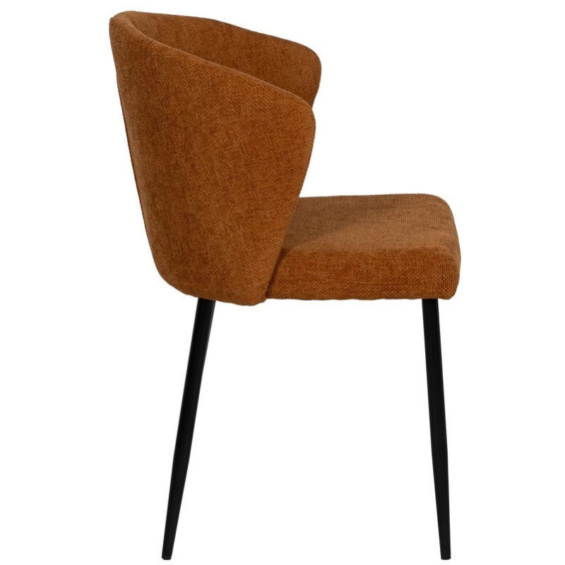 Chaise moderne chic en Tissu Marron Métal Noir Tanoya (Lot de 2) - 3