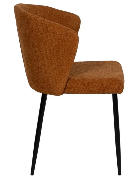 Chaise moderne chic en Tissu Marron Métal Noir Tanoya (Lot de 2) - 3