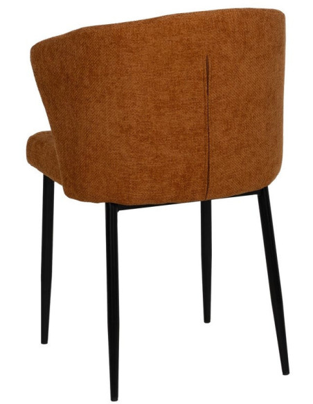 Chaise moderne chic en Tissu Marron Métal Noir Tanoya (Lot de 2) - 4
