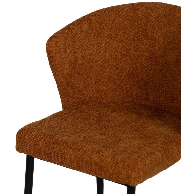 Chaise moderne chic en Tissu Marron Métal Noir Tanoya (Lot de 2) - 6