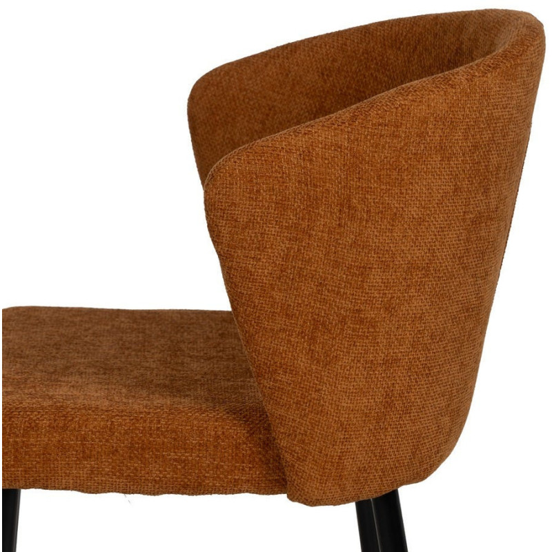 Chaise moderne chic en Tissu Marron Métal Noir Tanoya (Lot de 2) - 7