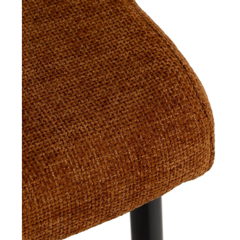 Chaise moderne chic en Tissu Marron Métal Noir Tanoya (Lot de 2) - 9