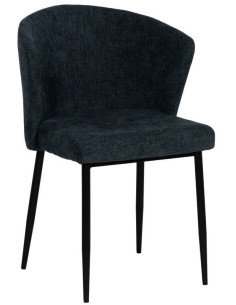 Chaise moderne chic en Tissu Bleu Métal Noir Tanoya (Lot de 2) - 1