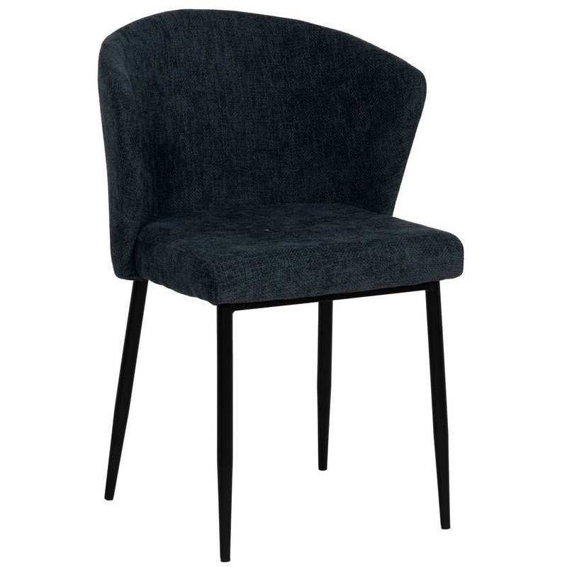 Chaise moderne chic en Tissu Bleu Métal Noir Tanoya (Lot de 2) - 1