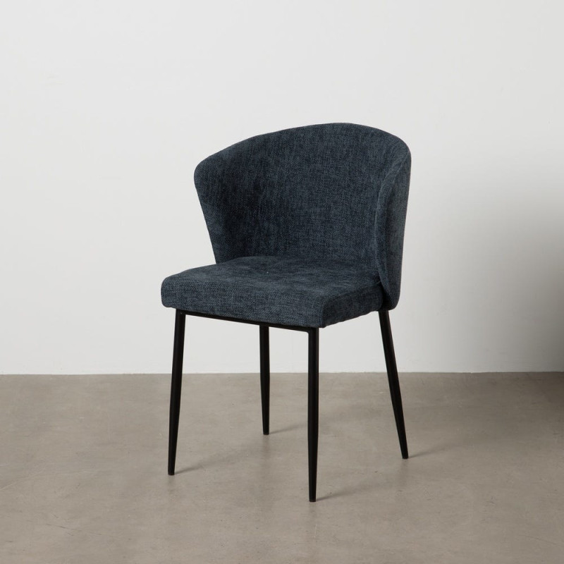 Chaise moderne chic en Tissu Bleu Métal Noir Tanoya (Lot de 2) - 2