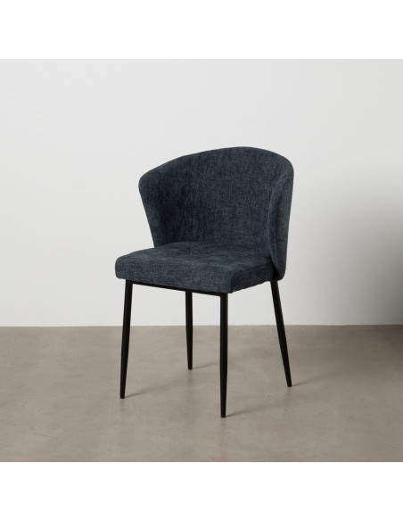 Chaise moderne chic en Tissu Bleu Métal Noir Tanoya (Lot de 2) - 2