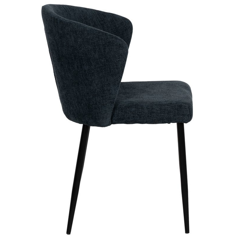Chaise moderne chic en Tissu Bleu Métal Noir Tanoya (Lot de 2) - 3