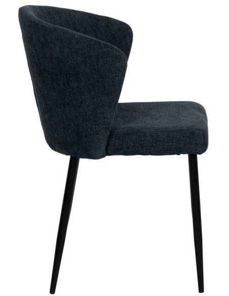 Chaise moderne chic en Tissu Bleu Métal Noir Tanoya (Lot de 2) - 3