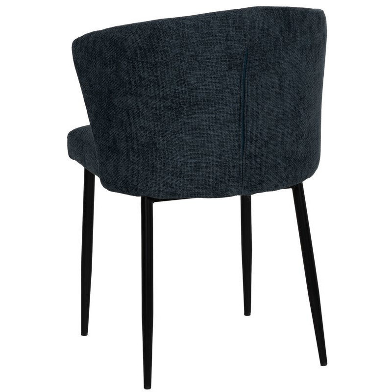 Chaise moderne chic en Tissu Bleu Métal Noir Tanoya (Lot de 2) - 4