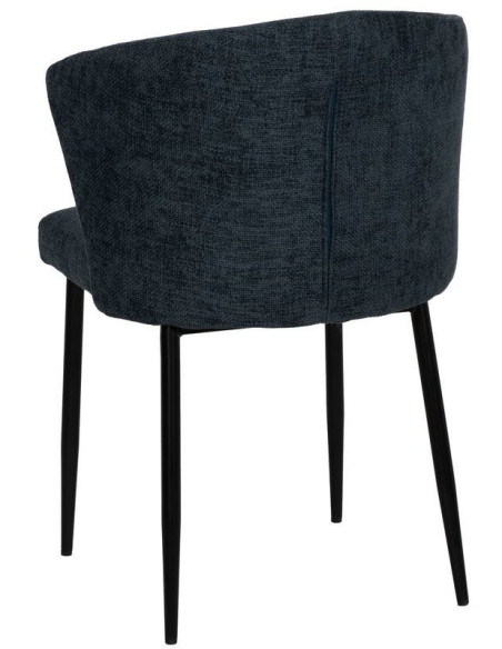 Chaise moderne chic en Tissu Bleu Métal Noir Tanoya (Lot de 2) - 4