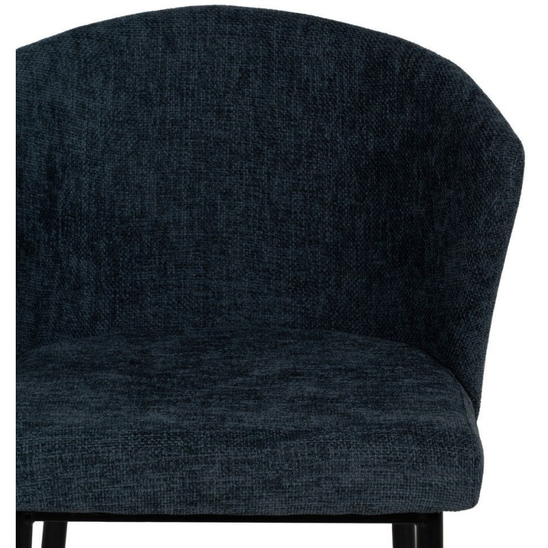 Chaise moderne chic en Tissu Bleu Métal Noir Tanoya (Lot de 2) - 5
