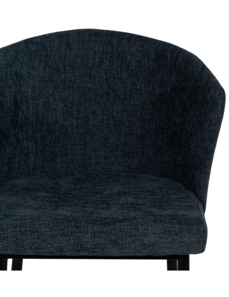 Chaise moderne chic en Tissu Bleu Métal Noir Tanoya (Lot de 2) - 5