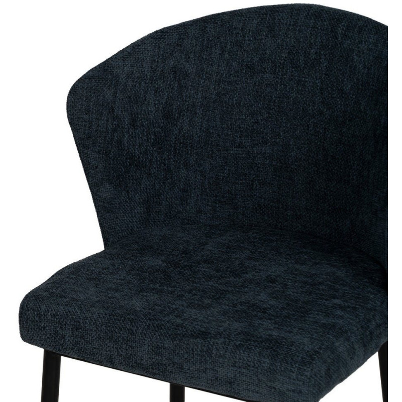 Chaise moderne chic en Tissu Bleu Métal Noir Tanoya (Lot de 2) - 6