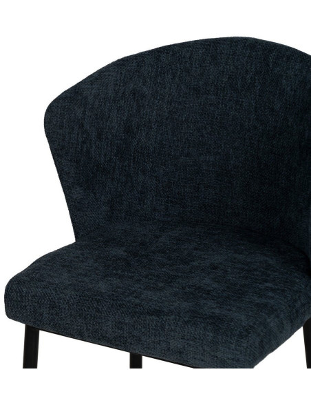 Chaise moderne chic en Tissu Bleu Métal Noir Tanoya (Lot de 2) - 6
