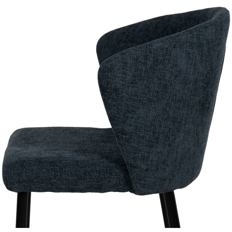 Chaise moderne chic en Tissu Bleu Métal Noir Tanoya (Lot de 2) - 7
