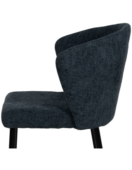 Chaise moderne chic en Tissu Bleu Métal Noir Tanoya (Lot de 2) - 7