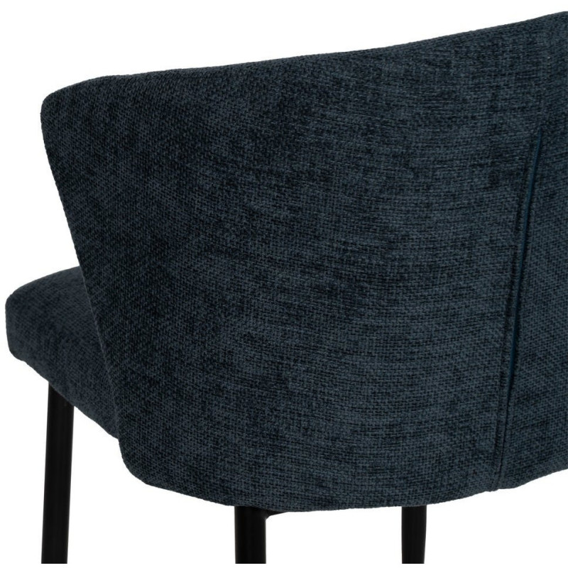 Chaise moderne chic en Tissu Bleu Métal Noir Tanoya (Lot de 2) - 10