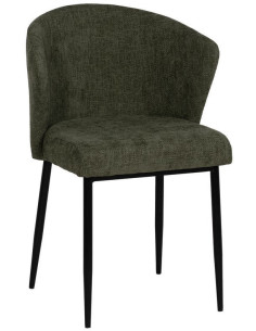 Chaise moderne chic en Tissu Vert Métal Noir Tanoya (Lot de 2) - 1
