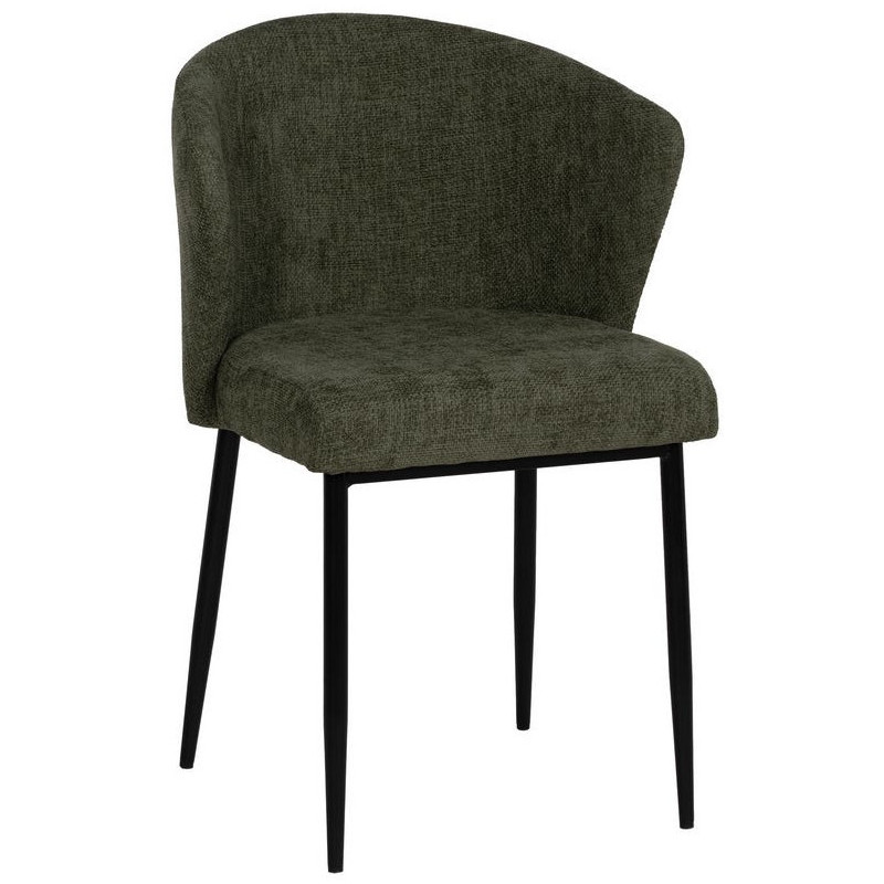 Chaise moderne chic en Tissu Vert Métal Noir Tanoya (Lot de 2) - 1