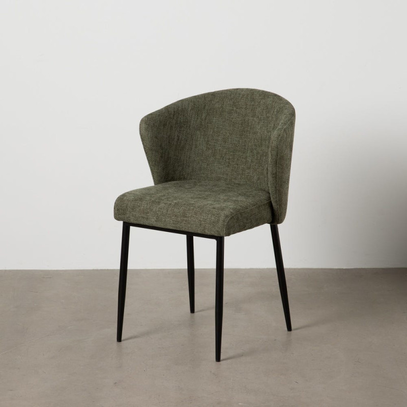 Chaise moderne chic en Tissu Vert Métal Noir Tanoya (Lot de 2) - 11