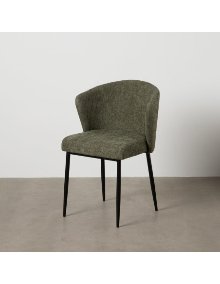 Chaise moderne chic en Tissu Vert Métal Noir Tanoya (Lot de 2) - 11