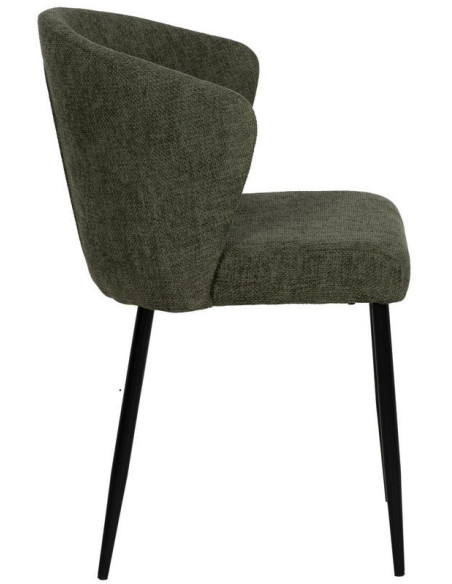 Chaise moderne chic en Tissu Vert Métal Noir Tanoya (Lot de 2) - 2