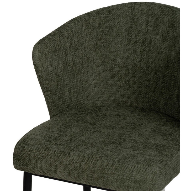 Chaise moderne chic en Tissu Vert Métal Noir Tanoya (Lot de 2) - 5