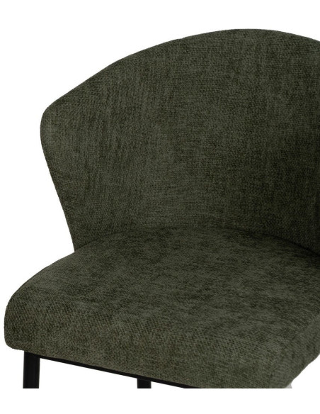 Chaise moderne chic en Tissu Vert Métal Noir Tanoya (Lot de 2) - 5