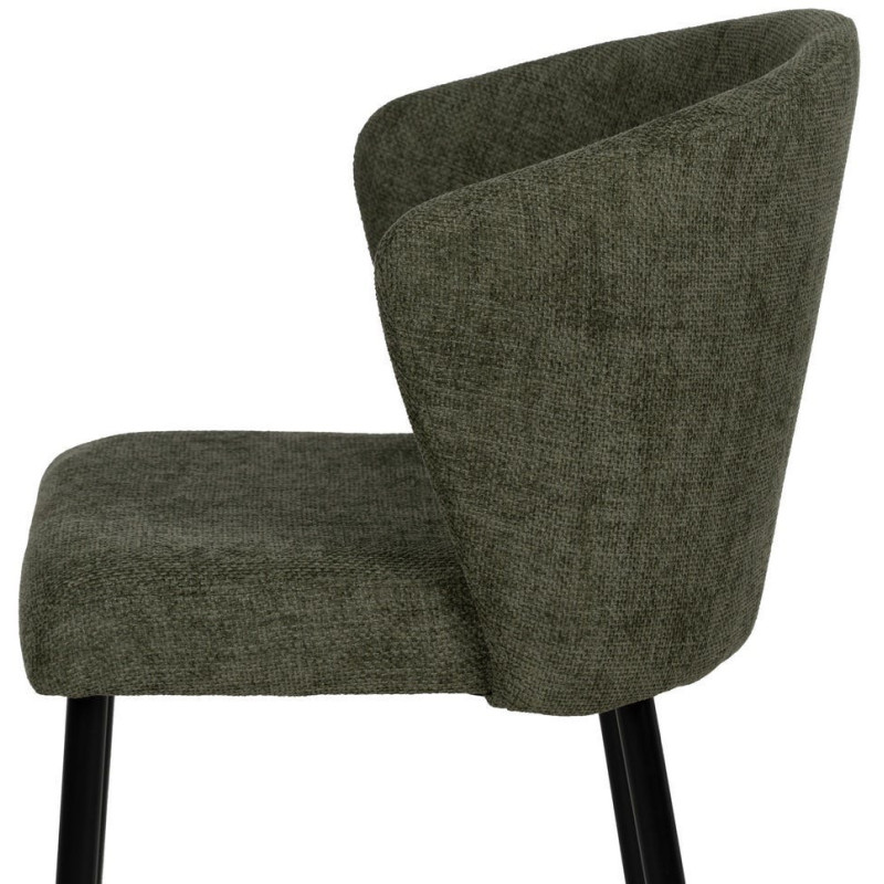 Chaise moderne chic en Tissu Vert Métal Noir Tanoya (Lot de 2) - 6