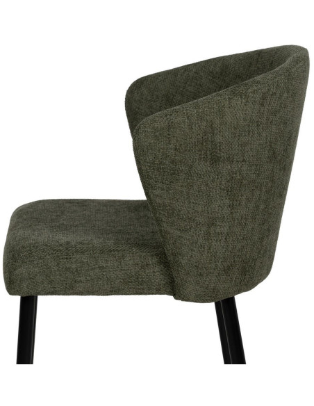 Chaise moderne chic en Tissu Vert Métal Noir Tanoya (Lot de 2) - 6