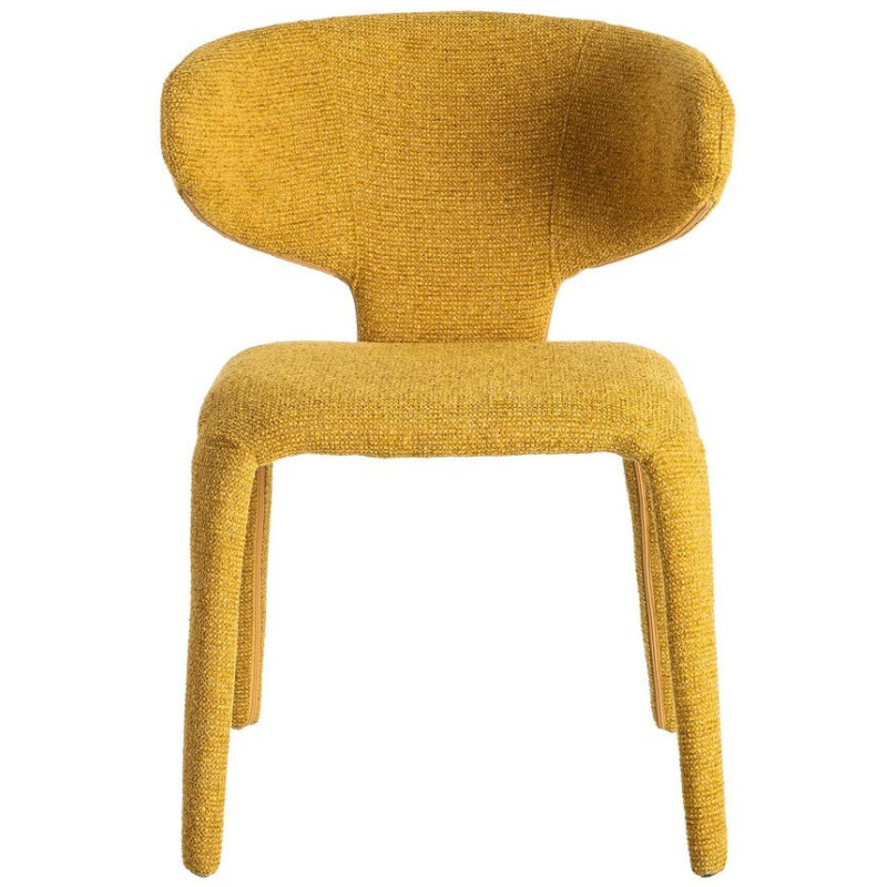 Fauteuil de table design chic en Tissu Jaune moutarde Chiné Métal Uyana (Lot de 2) - 3