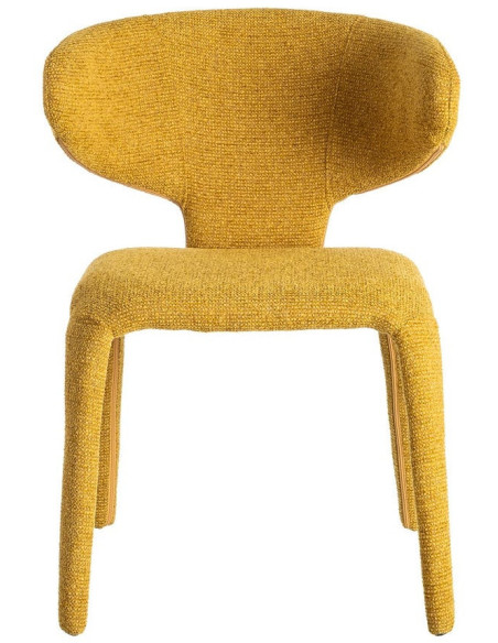 Fauteuil de table design chic en Tissu Jaune moutarde Chiné Métal Uyana (Lot de 2) - 3