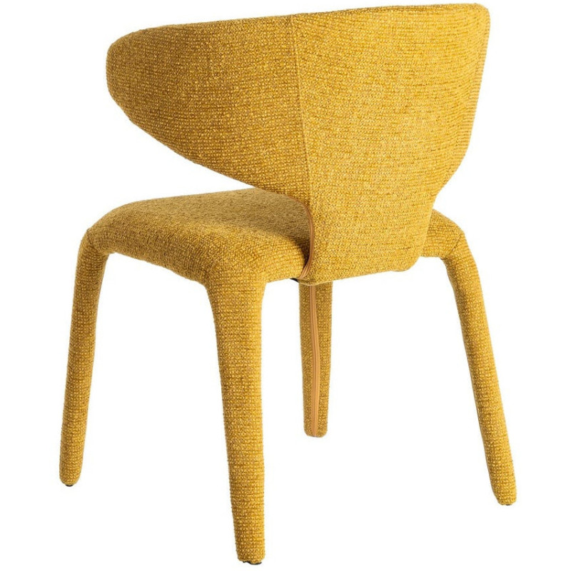 Fauteuil de table design chic en Tissu Jaune moutarde Chiné Métal Uyana (Lot de 2) - 5